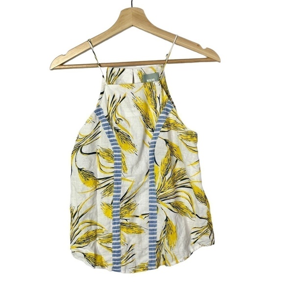 Anthropologie Maeve Yellow & White Wheat High Neck Tank Top XXS - Picture 1 of 5